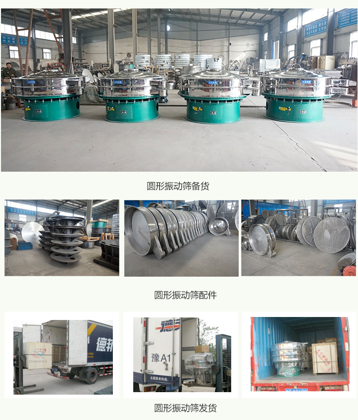 圓形振動(dòng)篩生產(chǎn)廠家產(chǎn)品,配件備貨,發(fā)貨現(xiàn)場